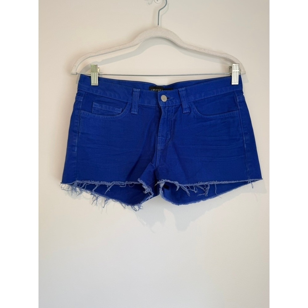 J Brand for Intermix Cutoff Shorts, Raw Frayed Hem, Colbalt Blue, Size 26